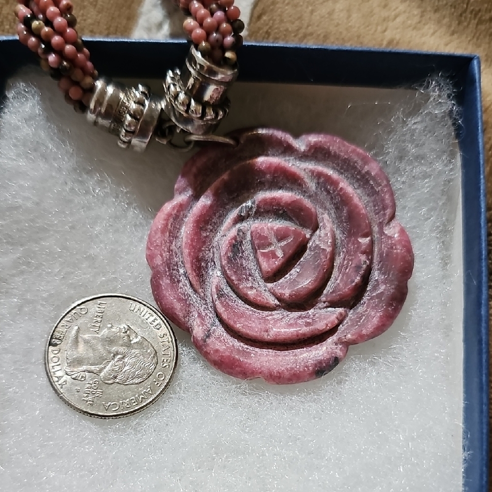 QVC Joseph Esposito Rhodonite  Beaded Necklace .925